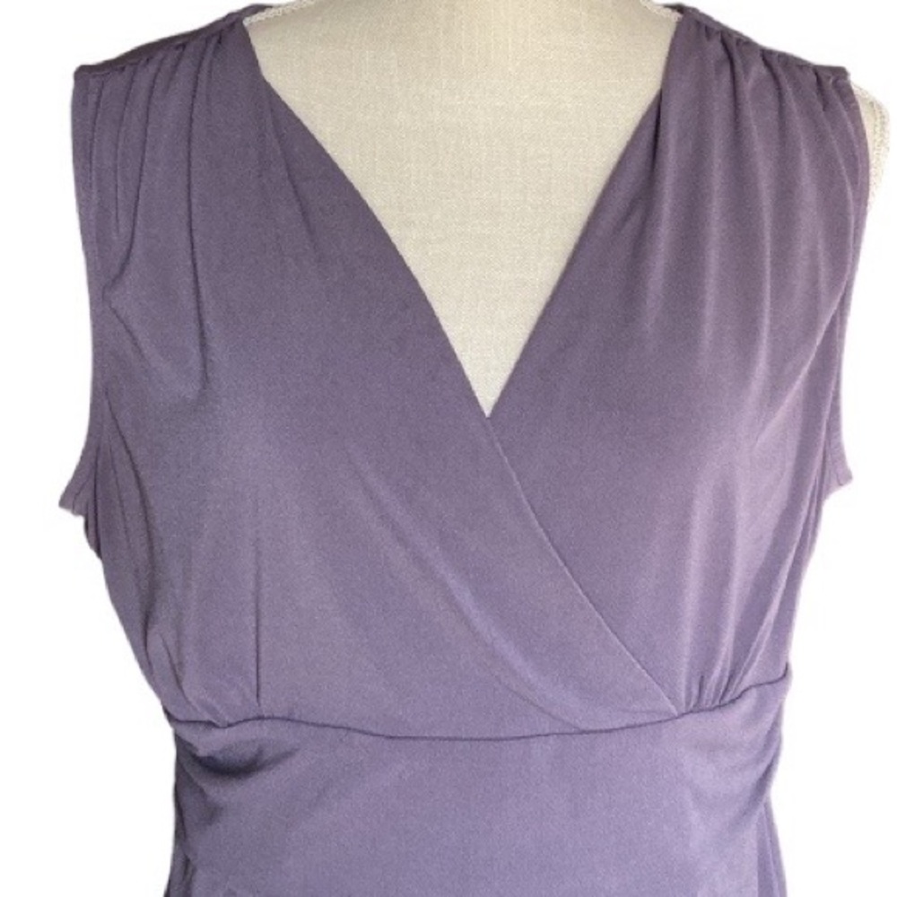 George Stretch Surplice Crossover V-Neck Sleeveless Top in Lavender Purple - Picture 2 of 12